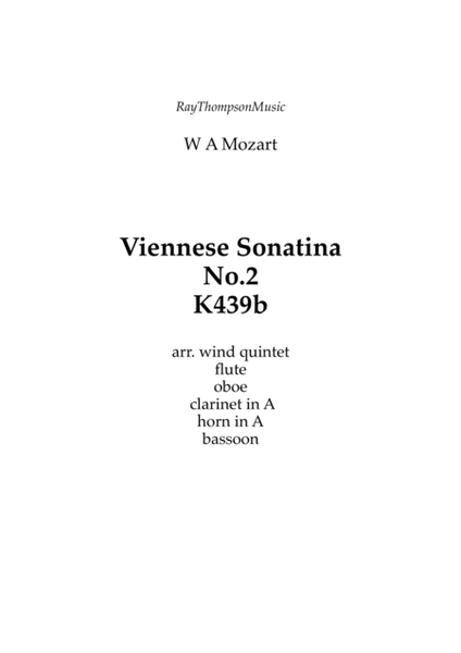 Mozart: Viennese Sonatina No.2 in A (selection of Mvts from 5 Divertimenti K439b) - wind quintet image number null