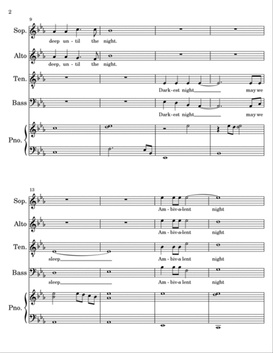 Gentle Night 4-Part scores gallery preview page 2