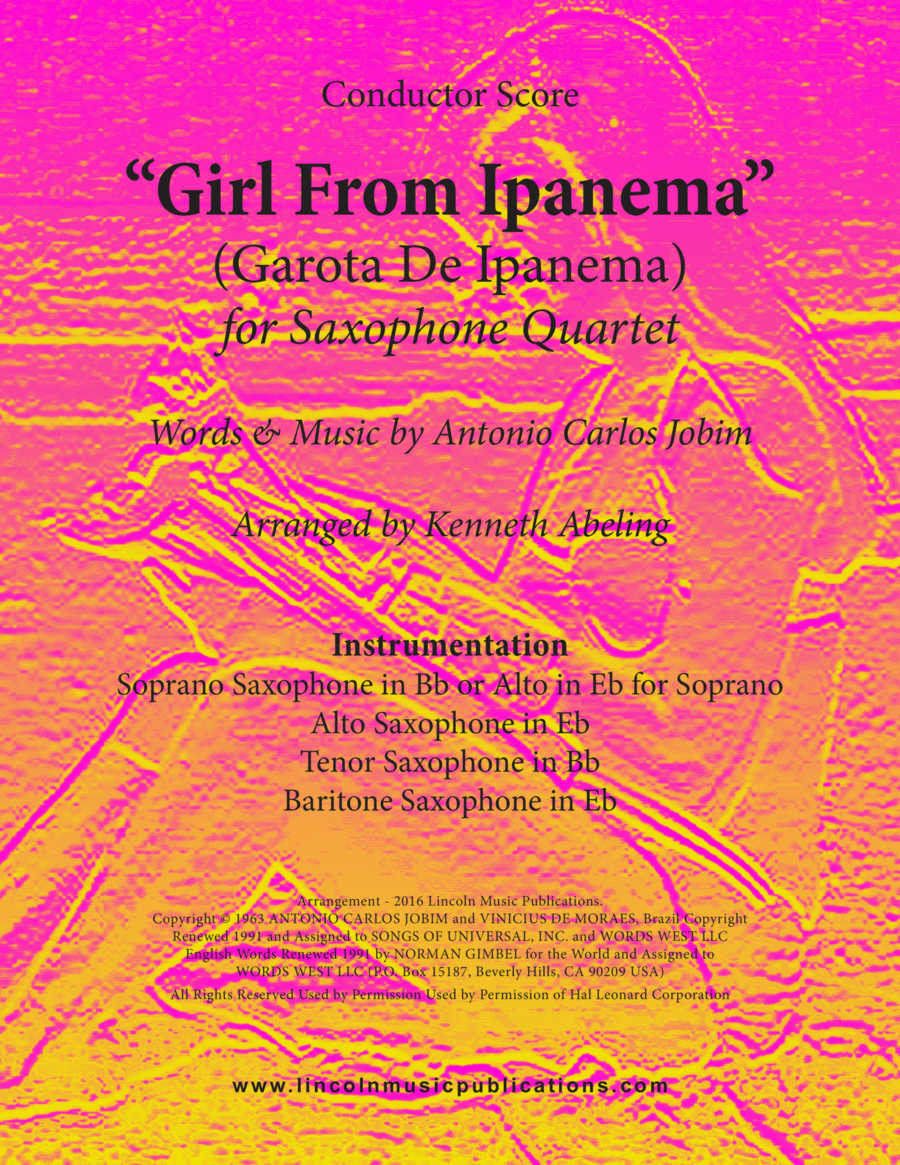 The Girl From Ipanema (Garota De Ipanema) Saxophone Quartet scores gallery preview page 1