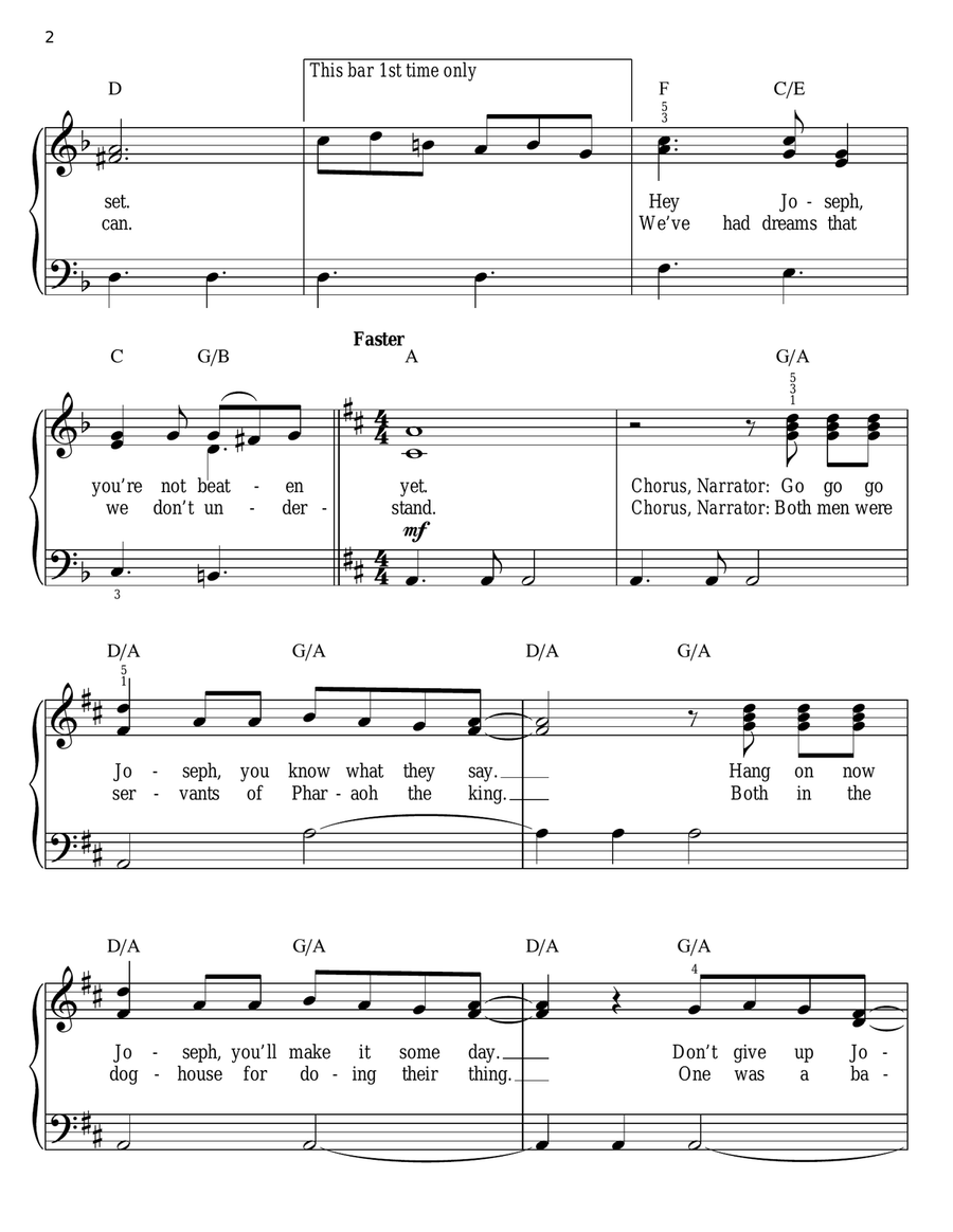 Go Go Go Joseph Easy Piano scores gallery preview page 2