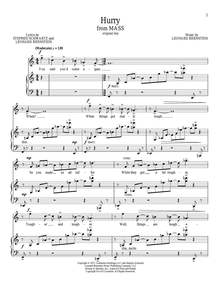 Hurry Piano, Vocal scores gallery preview page 1
