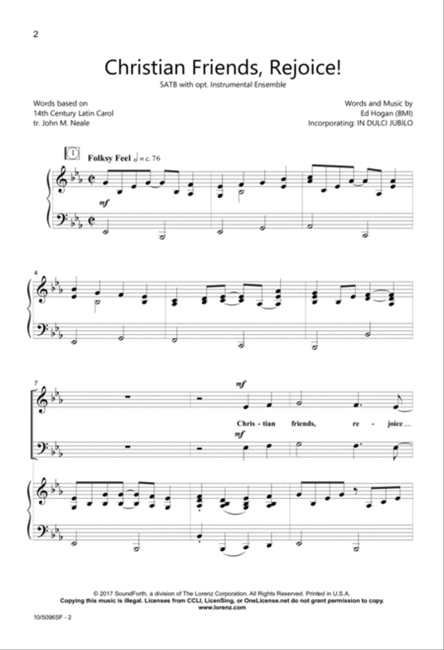 Christian Friends, Rejoice! 4-Part scores gallery preview page 2