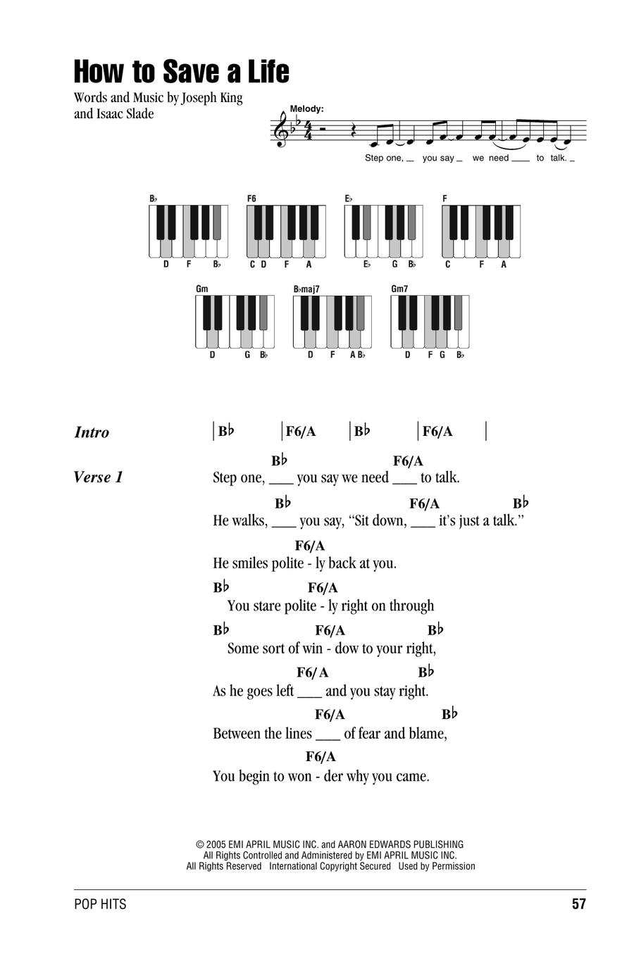 How To Save A Life Piano scores gallery preview page 1