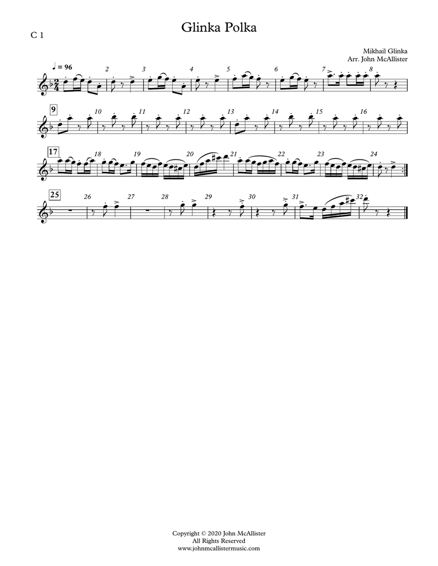 Glinka Polka - Adaptable Quintet for Winds Concert Band scores gallery preview page 5