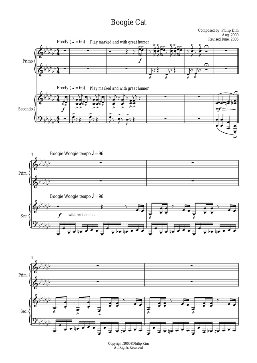Boogie Cat 1 Piano, 4-Hands scores gallery preview page 2