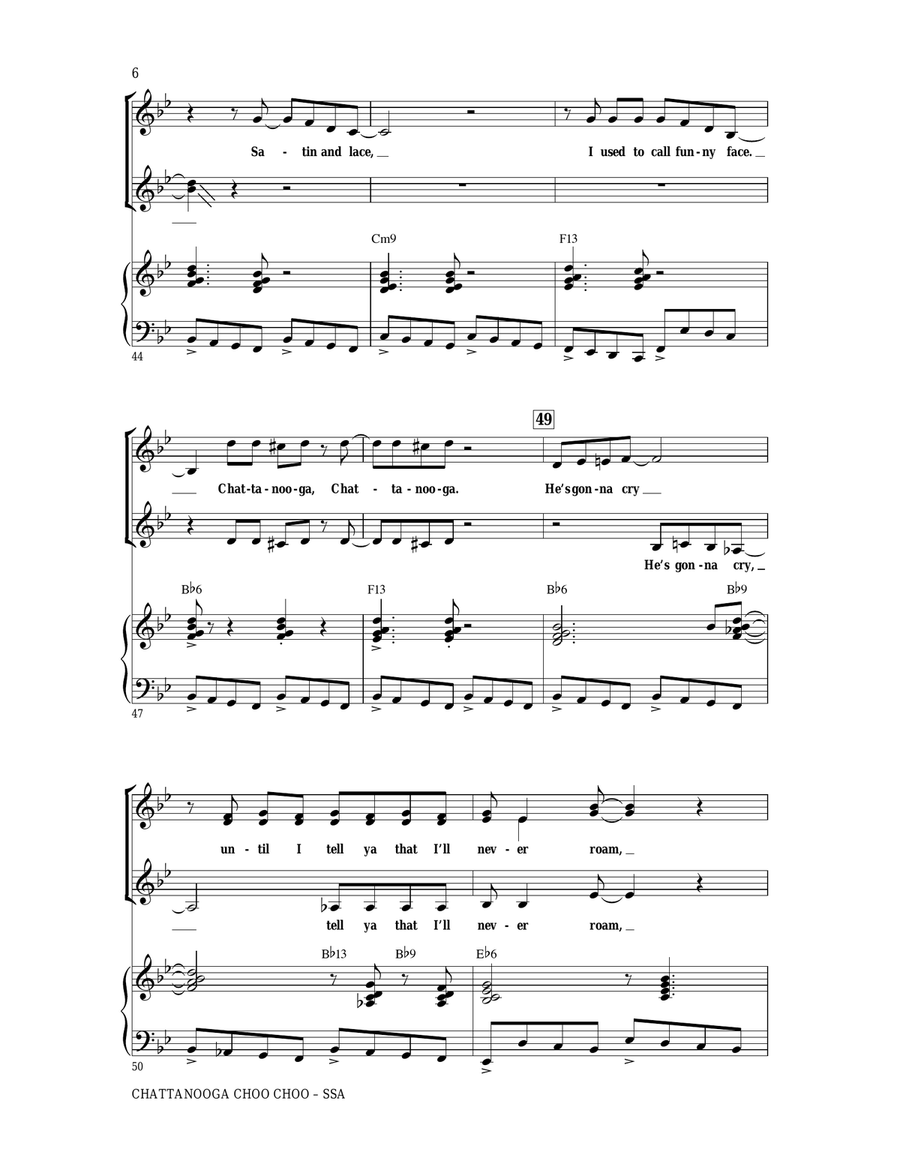 Chattanooga Choo Choo (arr. Mark Brymer) SSA scores gallery preview page 6