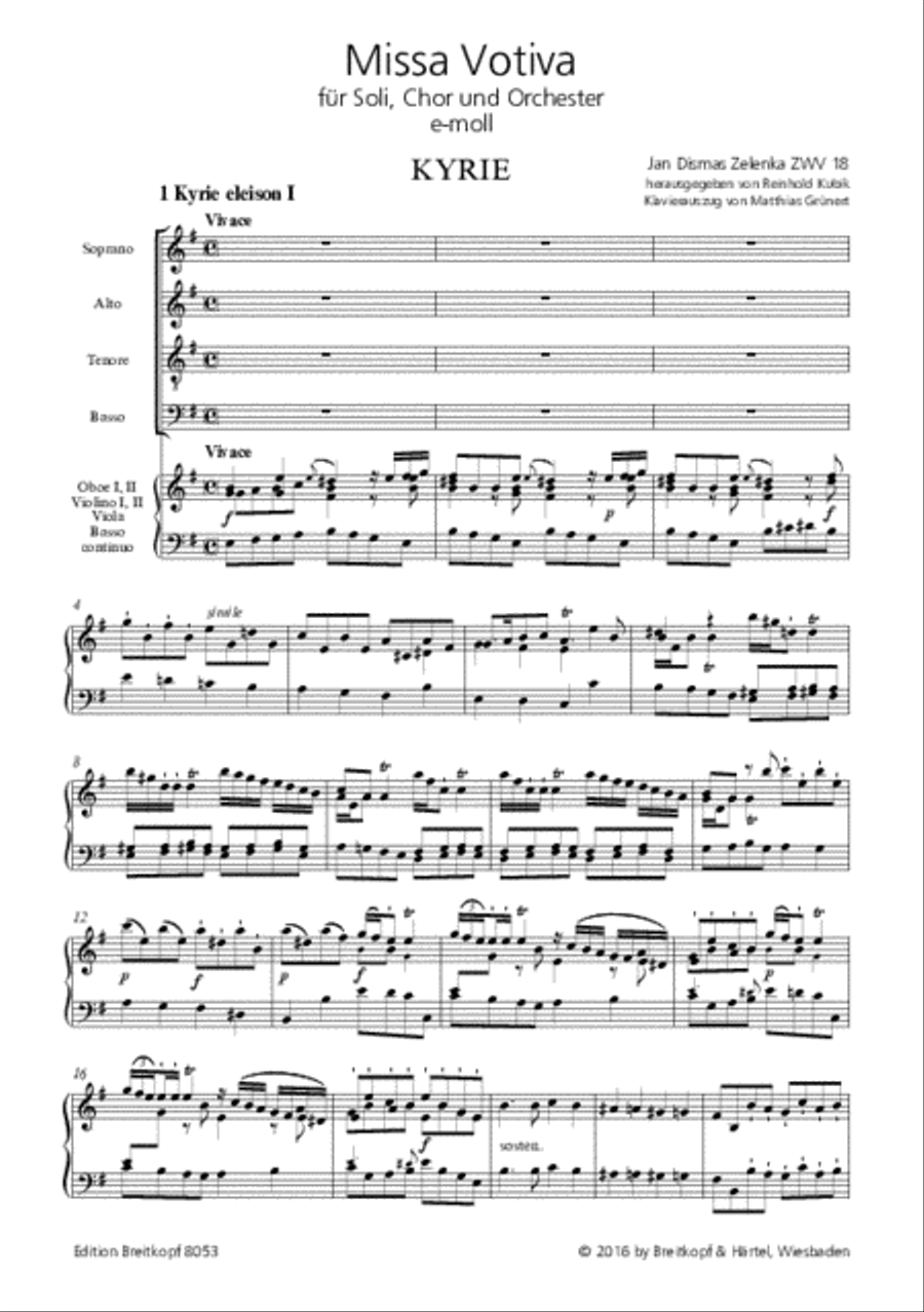 Missa votiva in E minor ZWV 18 4-Part scores gallery preview page 2