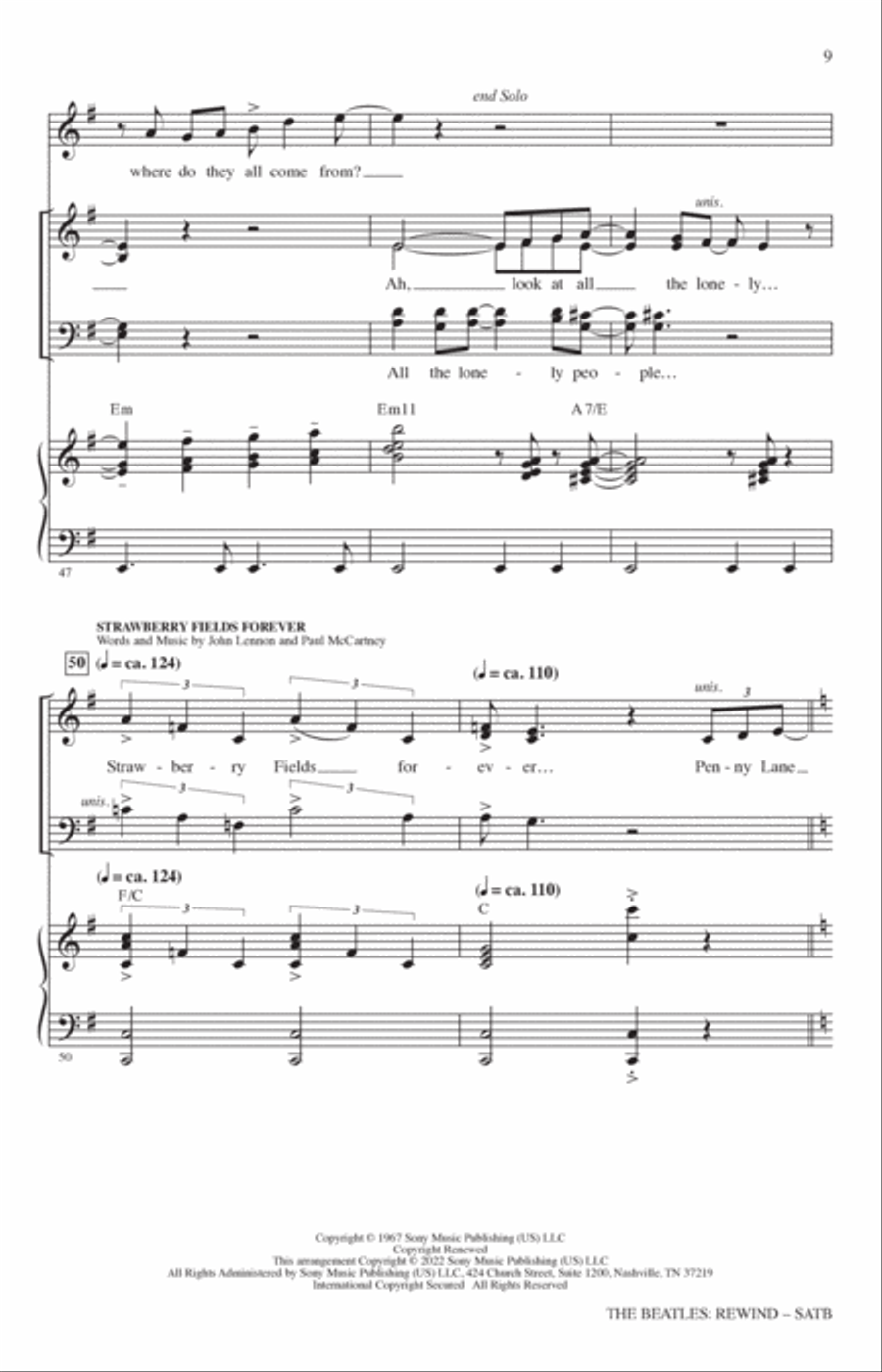The Beatles: Rewind (Medley) (arr. Mark Brymer) 4-Part scores gallery preview page 8