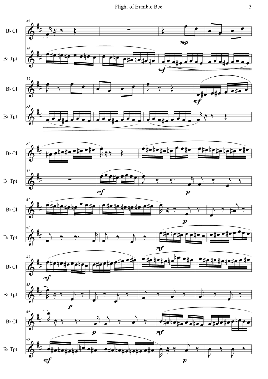 Flight of the Bumblebee Flight of the Bumblebee Clarinet scores gallery preview page 3