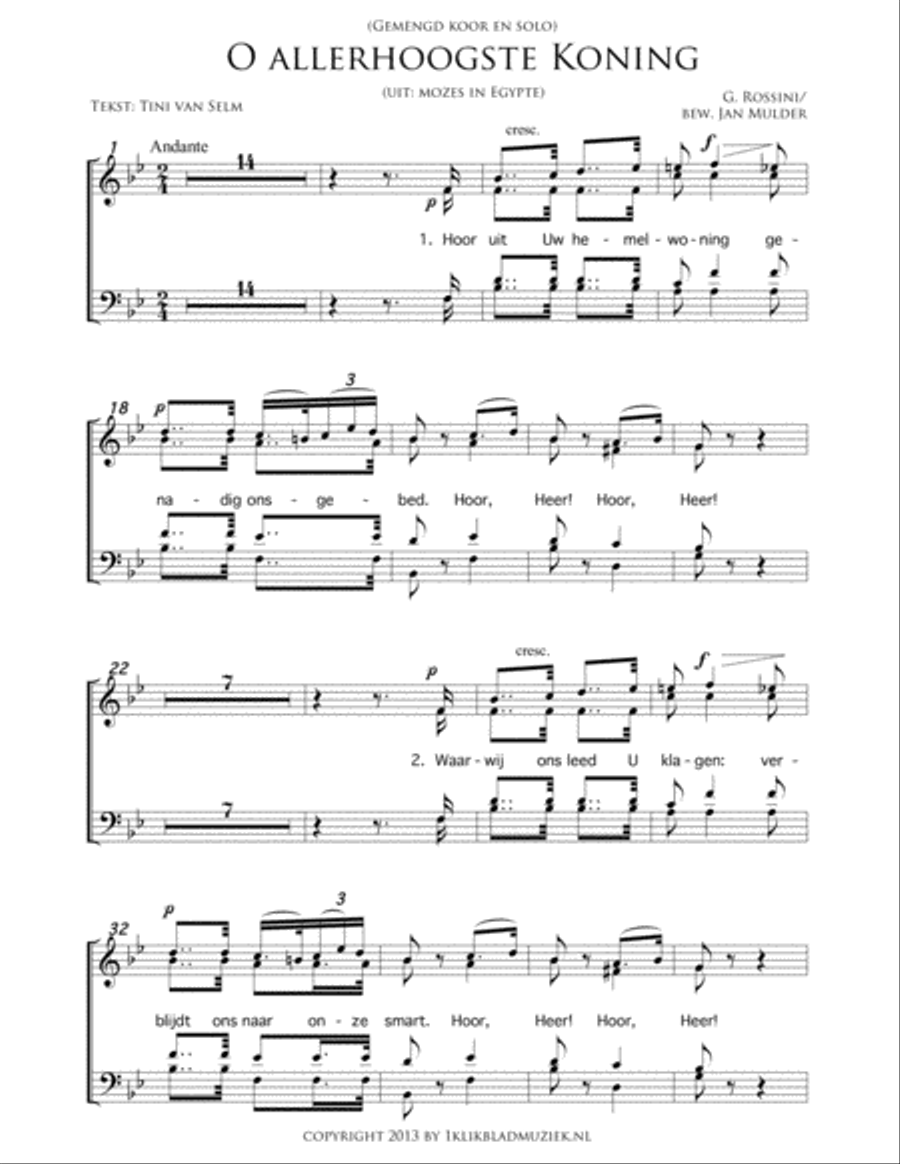 O Allerhoogste Koning - From Moses In Egypt 4-Part scores gallery preview page 1
