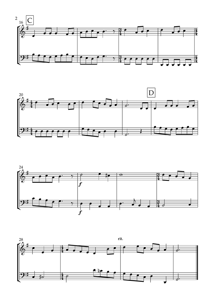 12 days of Christmas (Flute and Bassoon) - Christmas Carol Woodwind Duet scores gallery preview page 2