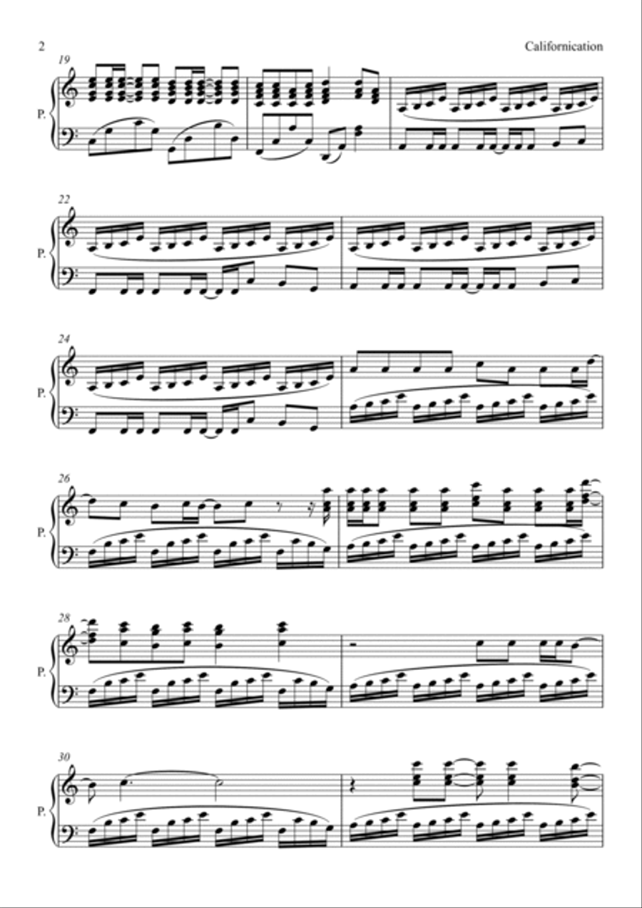 Californication Piano Solo scores gallery preview page 2