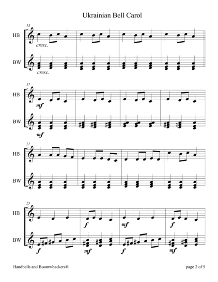 Ukrainian Bell Carol (for 13-note Bells and Boomwhackers with Black and White Notes) image number null