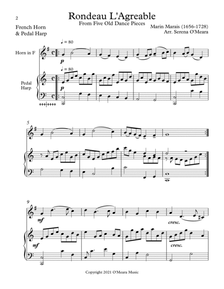 Rondeau L’Agreable, Duet for French Horn & Pedal Harp image number null