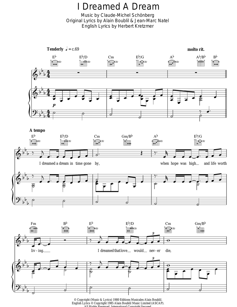 I Dreamed A Dream I Dreamed A Dream Guitar scores gallery preview page 1