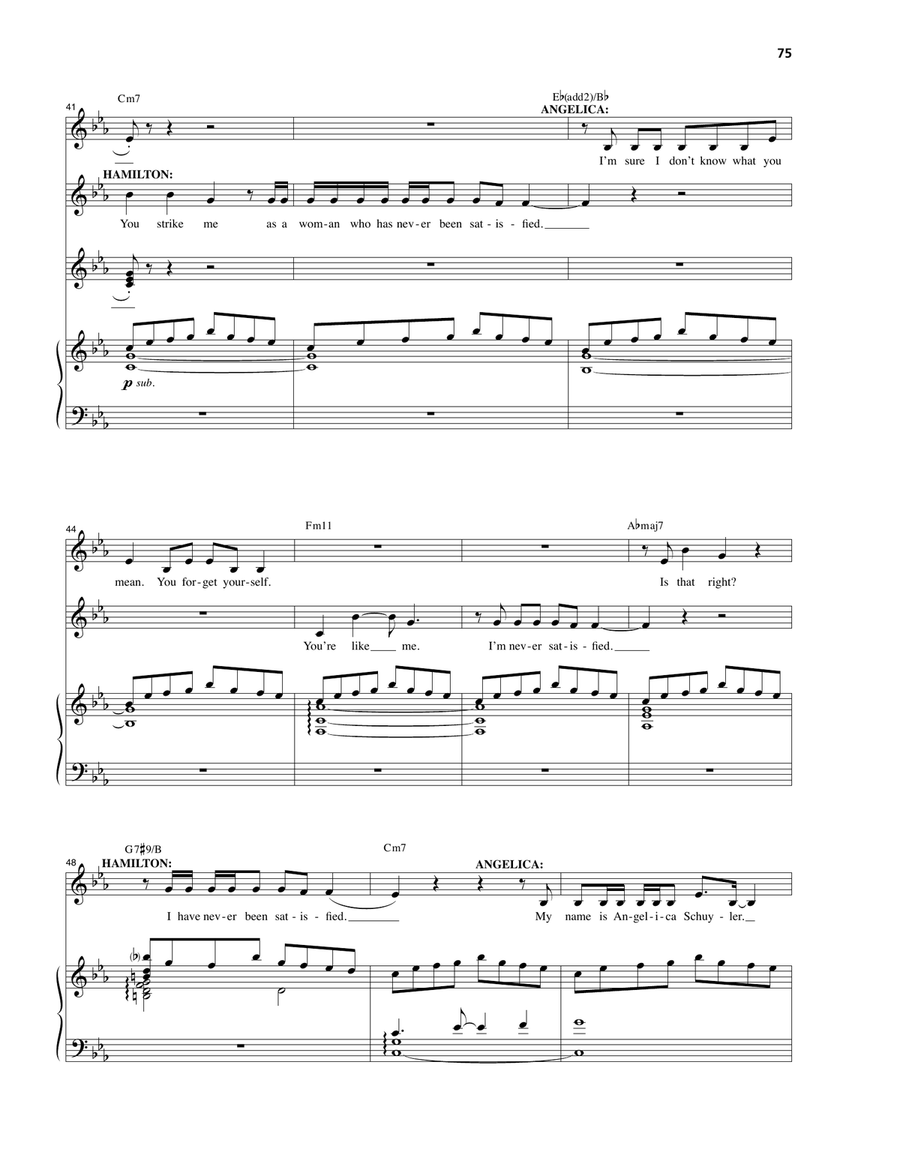 Satisfied (from Hamilton) Piano, Vocal scores gallery preview page 5