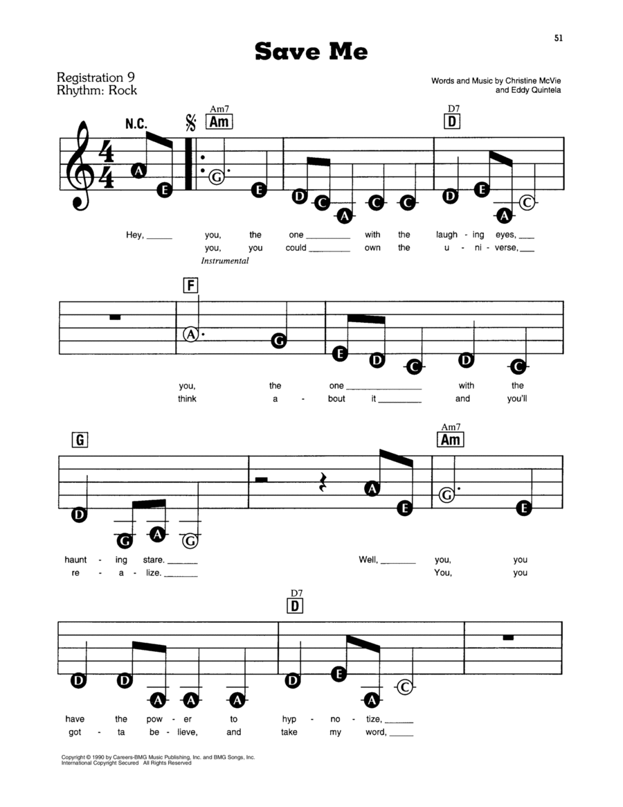 Save Me Electronic Keyboard scores gallery preview page 1
