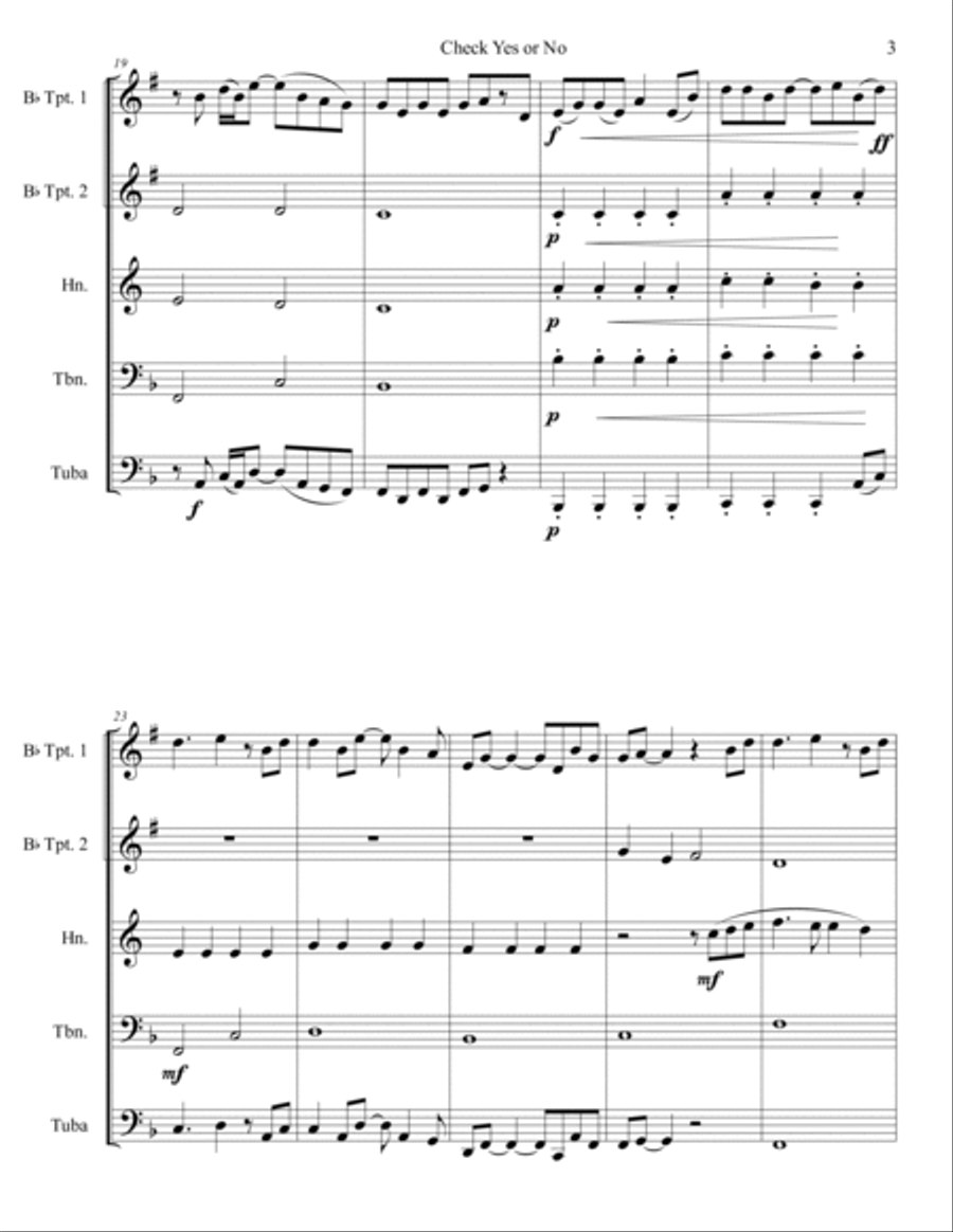 Check Yes Or No Brass Ensemble scores gallery preview page 3