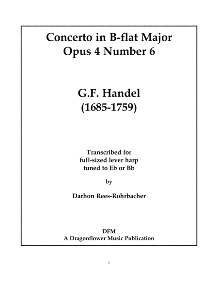 Concerto in B-Flat Major for Lever Harp