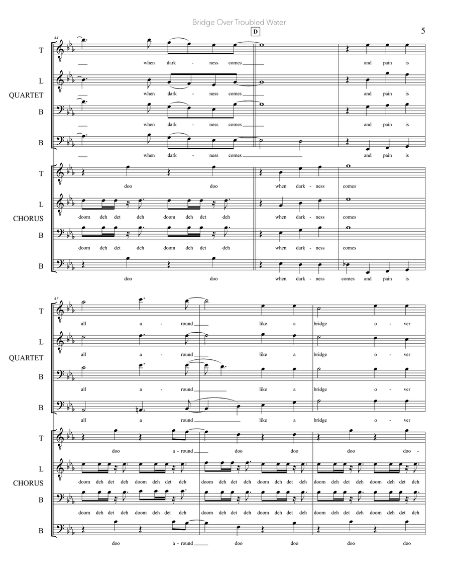 Bridge Over Troubled Water TTBB scores gallery preview page 5