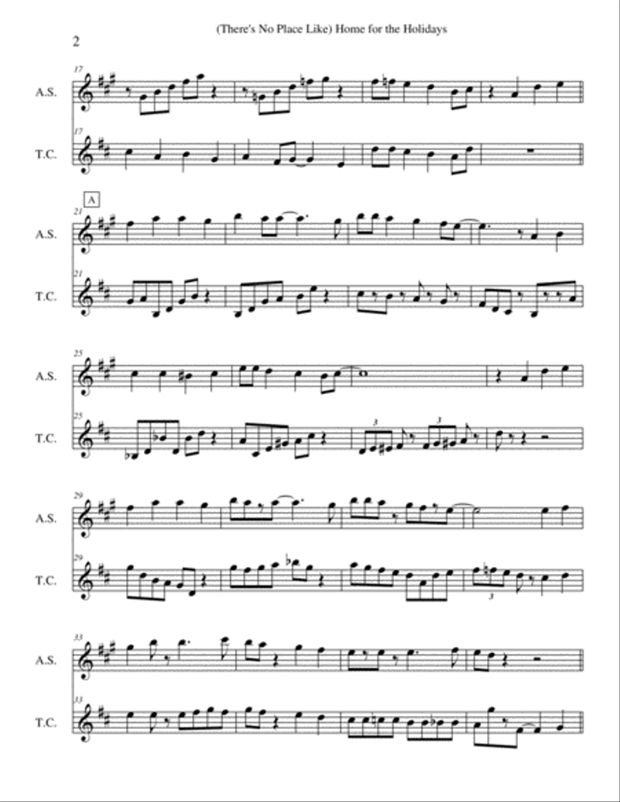 (There's No Place Like) Home For The Holidays Woodwind Duet scores gallery preview page 2