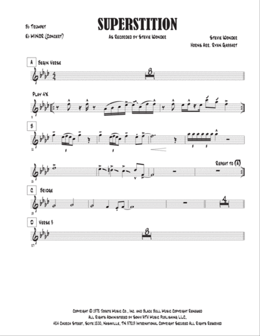 Superstition Superstition Tenor Saxophone scores gallery preview page 5
