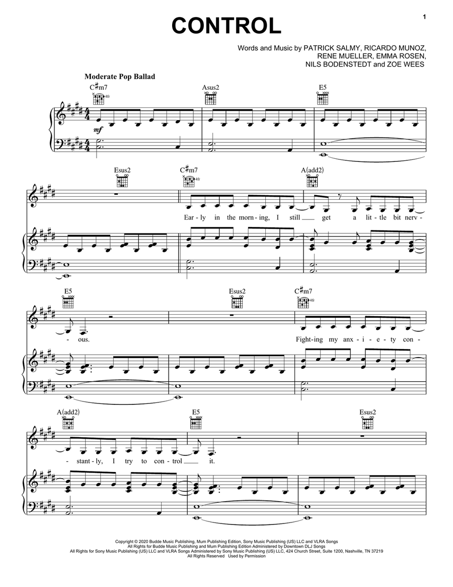 Control Piano, Vocal, Guitar scores gallery preview page 1