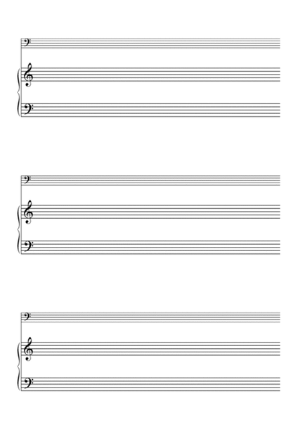 📝 Blank Sheet Music Two Bass Clef & Treble Clef