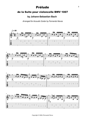 Book cover for Prélude de la Suite pour violoncelle BWV 1007 (Cello Suite n. 1) Arranged for Guitar
