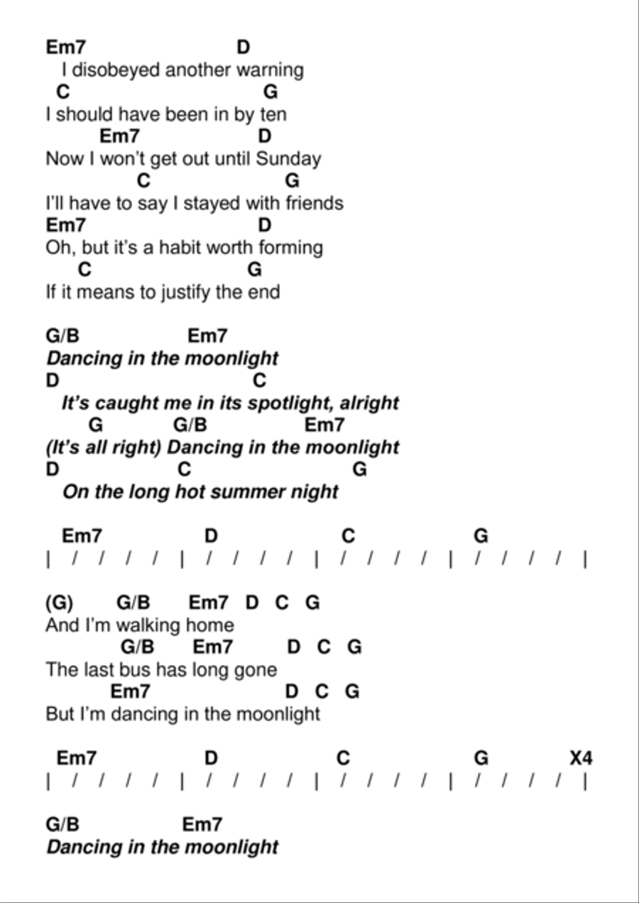 Dancing In The Moonlight Guitar scores gallery preview page 2