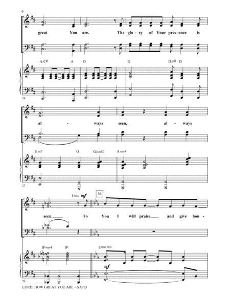 LORD HOW GREAT YOU ARE, SATB Choir & Piano (Score & Parts included) image number null