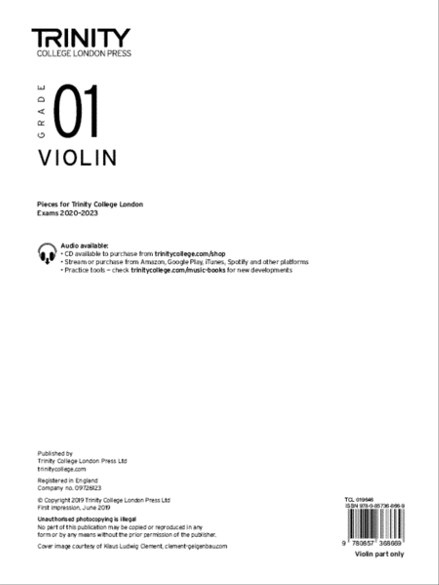 Violin Exam Pieces 2020-2023: Grade 1 (part only) Violin scores gallery preview page 1