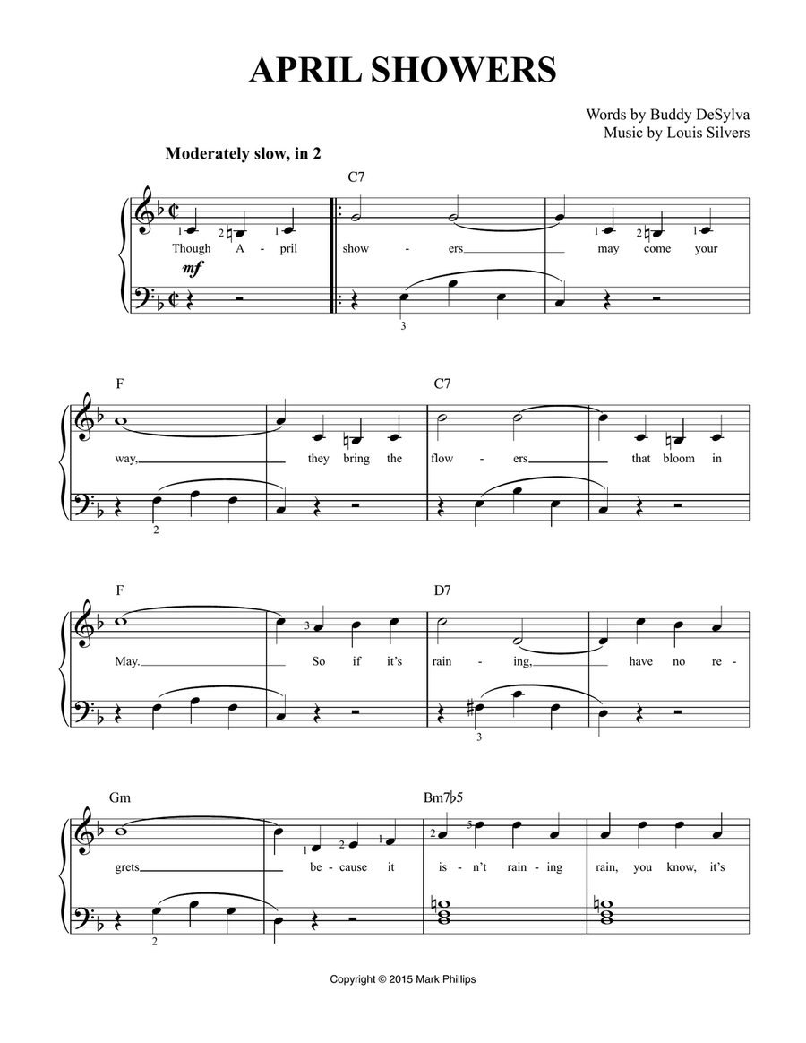 April Showers Easy Piano scores gallery preview page 1