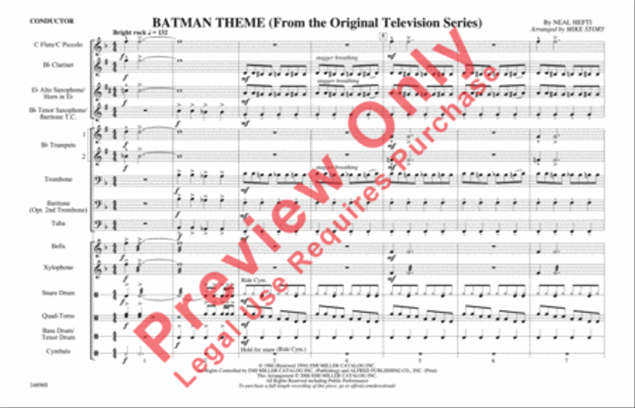 Batman Theme (from the TV Series) Marching Band scores gallery preview page 2