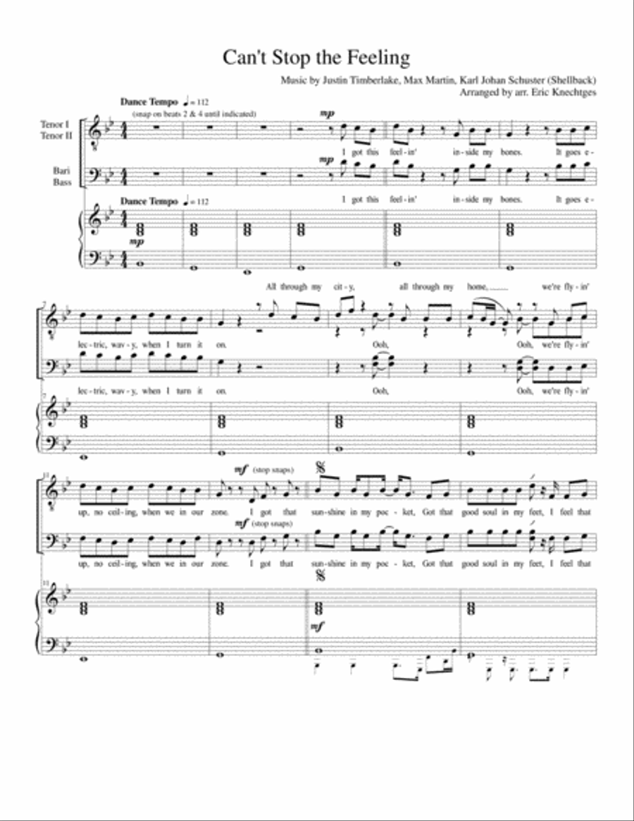 Can't Stop The Feeling from TROLLS TTBB scores gallery preview page 1