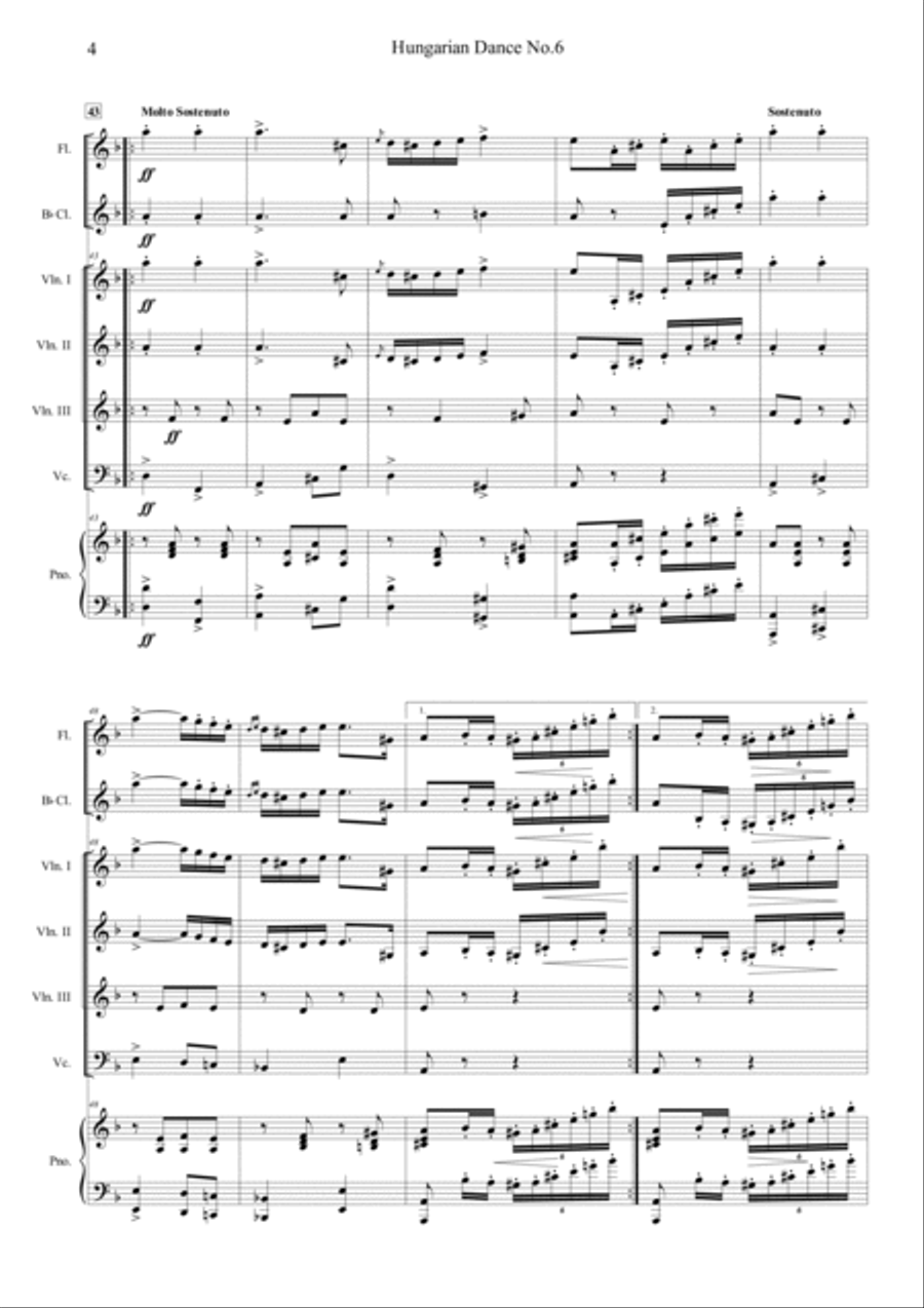 Hungarian Dances No.6 Orchestra scores gallery preview page 4