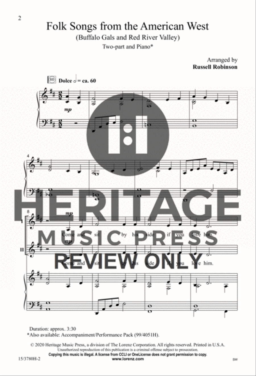Folk Songs from the American West 2-Part scores gallery preview page 2