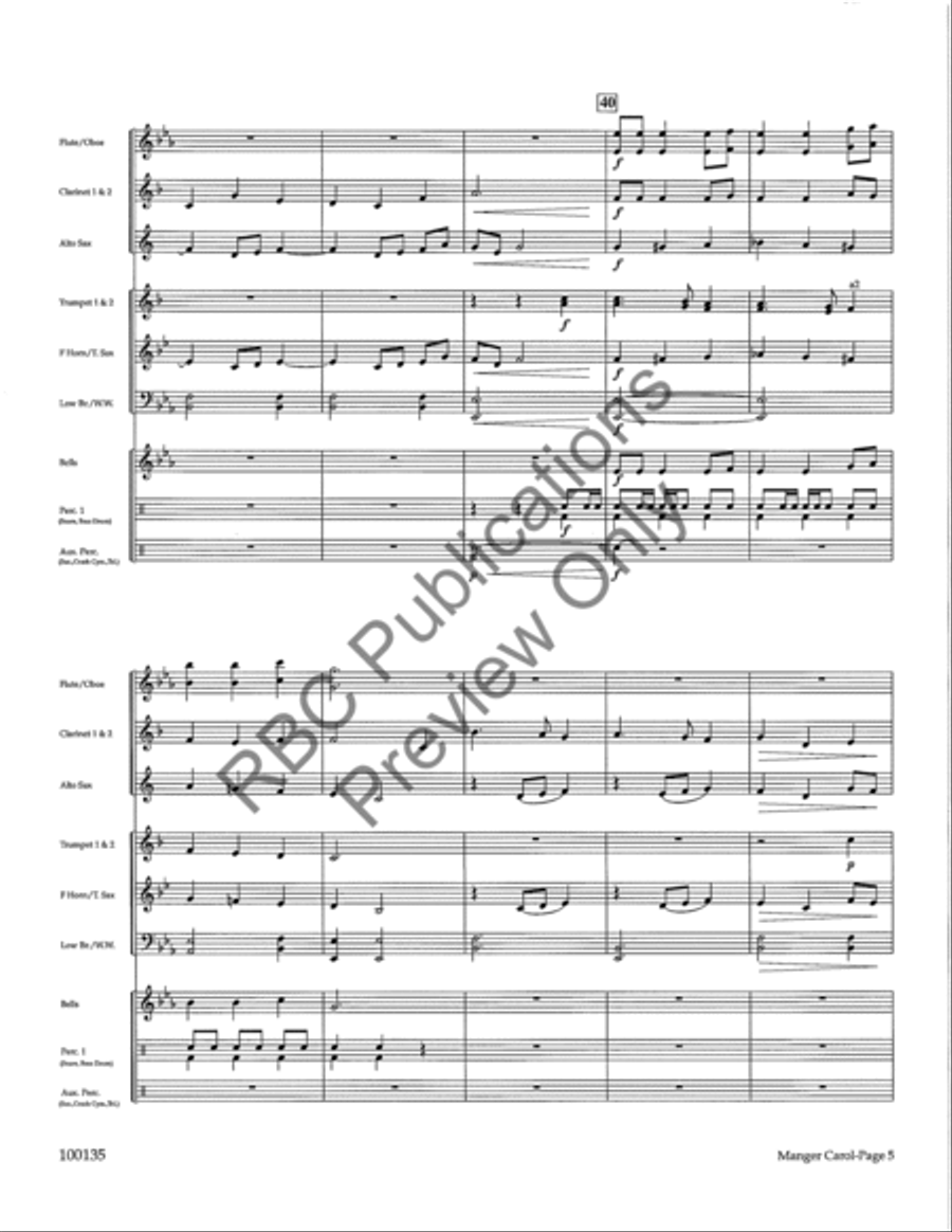 Manger Carol Fantasy On Away In A Manger (Score) Concert Band scores gallery preview page 7
