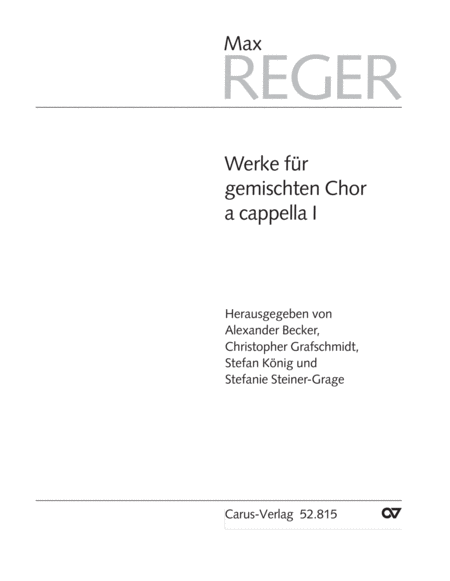 Reger Edition of Work, vol. II/8: Works for mixed voice unaccompanied choir I (1890 - 1902) by Max Reger A Cappella - Sheet Music