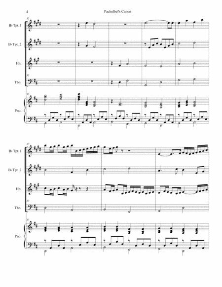 Pachelbel's Canon (Wedding Arrangement for Brass Quartet - Piano Accompaniment) image number null