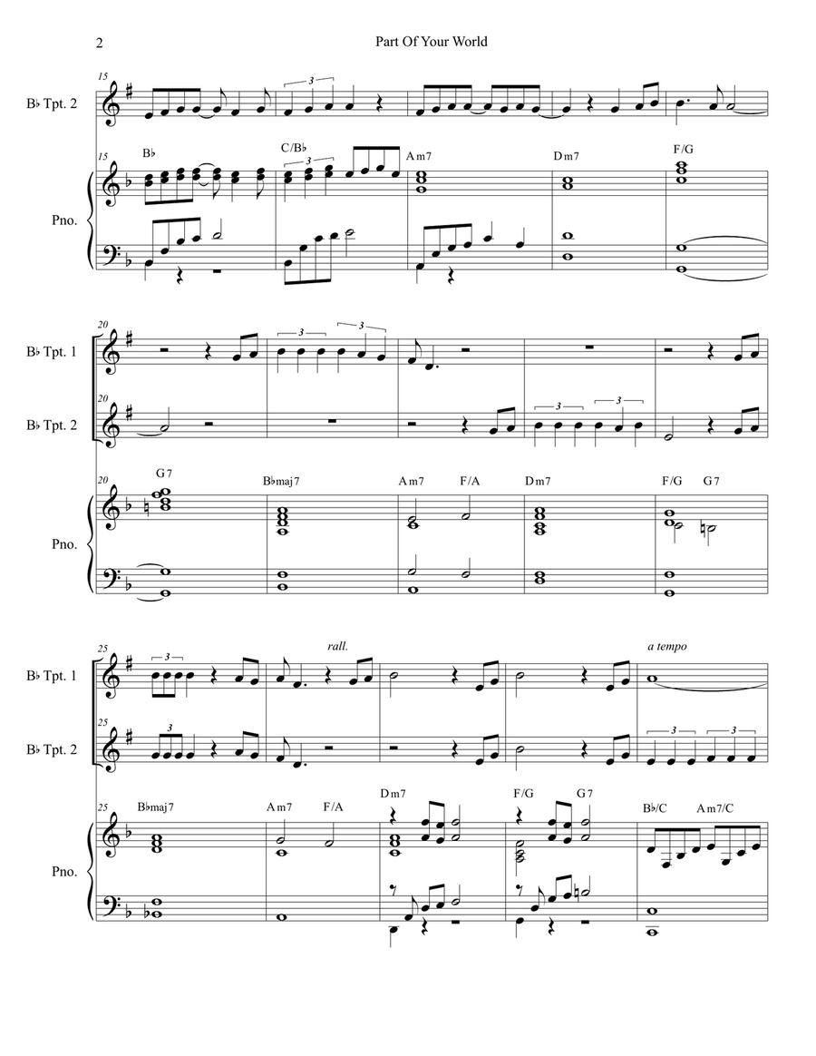 Part Of Your World Trumpet Duet scores gallery preview page 2