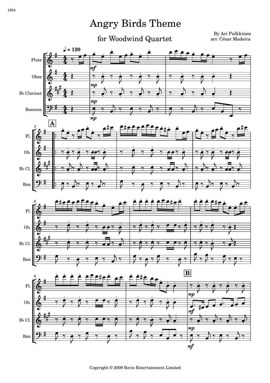 Angry Birds Theme Angry Birds Theme Woodwind Quartet scores gallery preview page 2