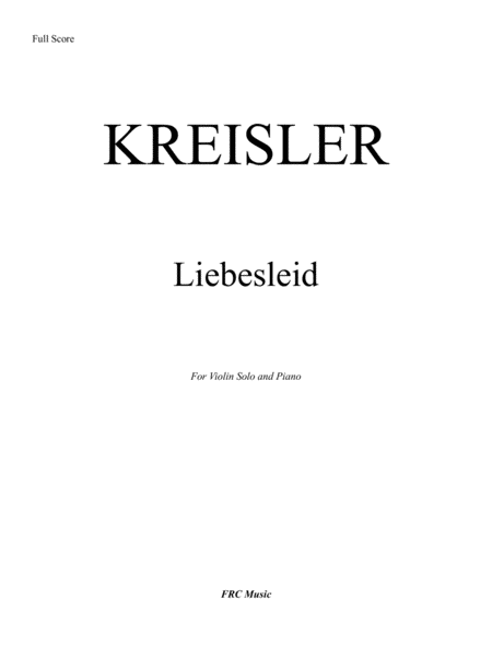 Liebeslied (Love's Sorrow) for Violin Solo and Piano accompaniment image number null