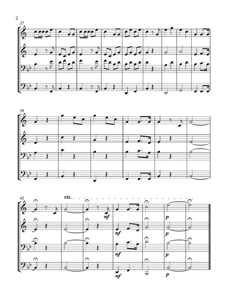 Remembrance Day. 'Last Post' (Brass Quartet) Brass Quartet scores gallery preview page 2
