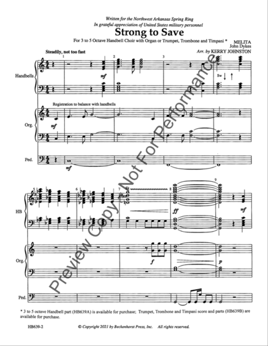 Strong to Save - organ and handbell score Handbell Choir scores gallery preview page 3