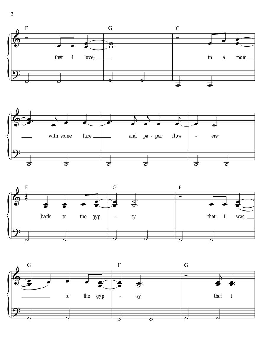 Gypsy Gypsy Easy Piano scores gallery preview page 2