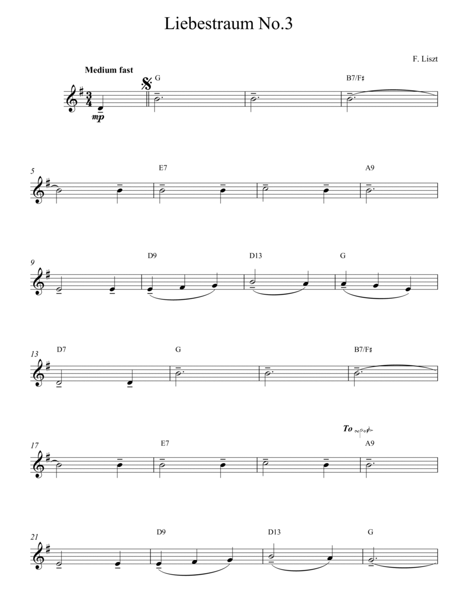 Liebestraum No 3 Piano scores gallery preview page 1