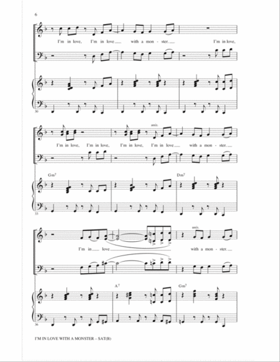 I'm In Love With A Monster 4-Part scores gallery preview page 5