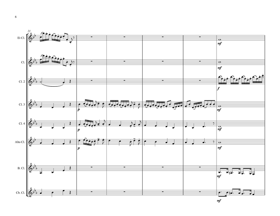 The Arrival of the Queen of Sheba for Clarinet Ensemble Woodwind Ensemble scores gallery preview page 6