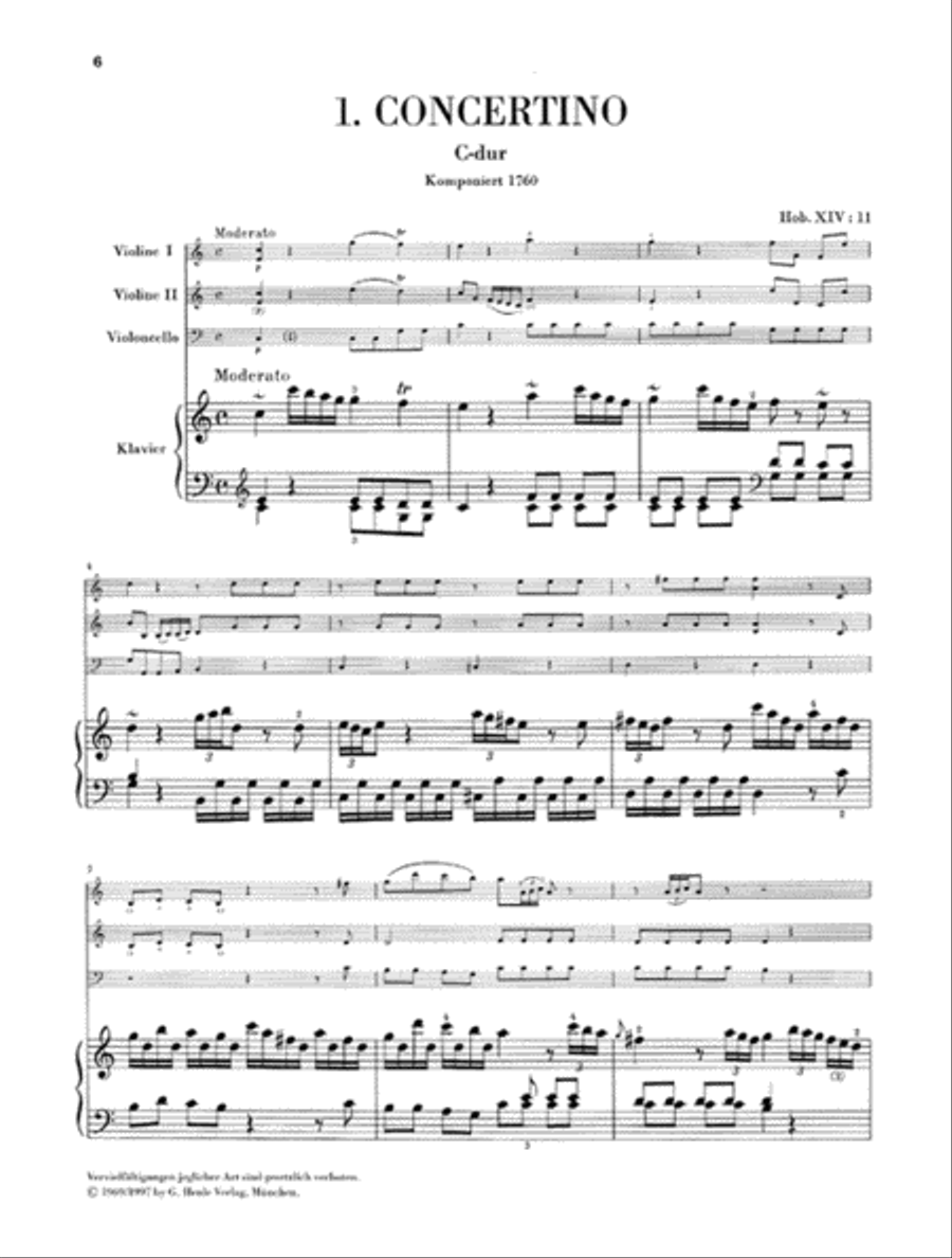 Concertini for Piano (Harpsichord) with Two Violins and Violoncello Piano Quartet scores gallery preview page 5